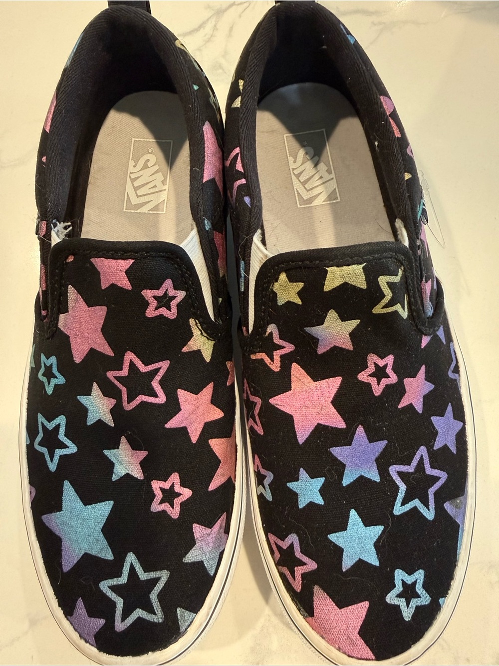 Vans Missy Slip-On Canvas Sneakers - Black with Multicolor Stars